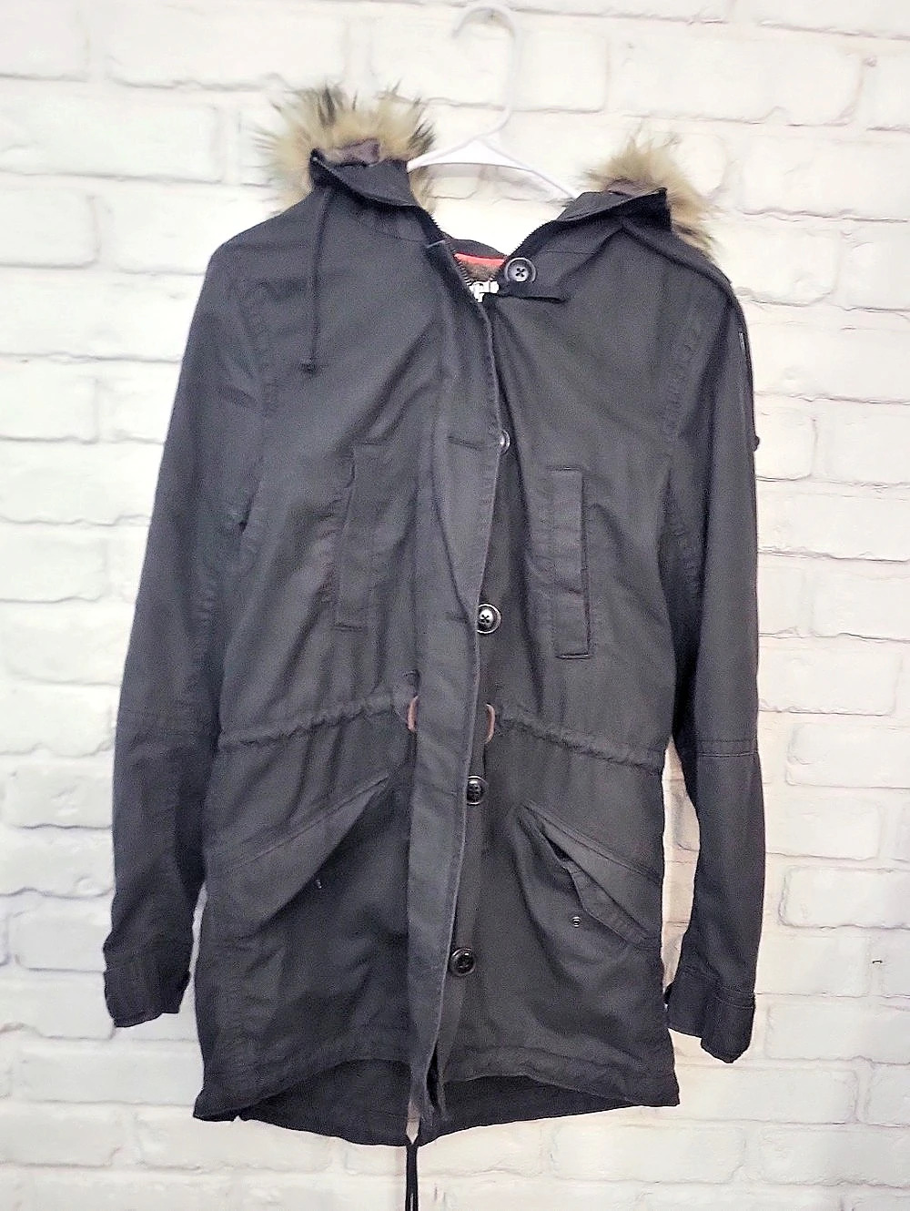 Gap Utility Faux Fur Hooded Parka Gray Small